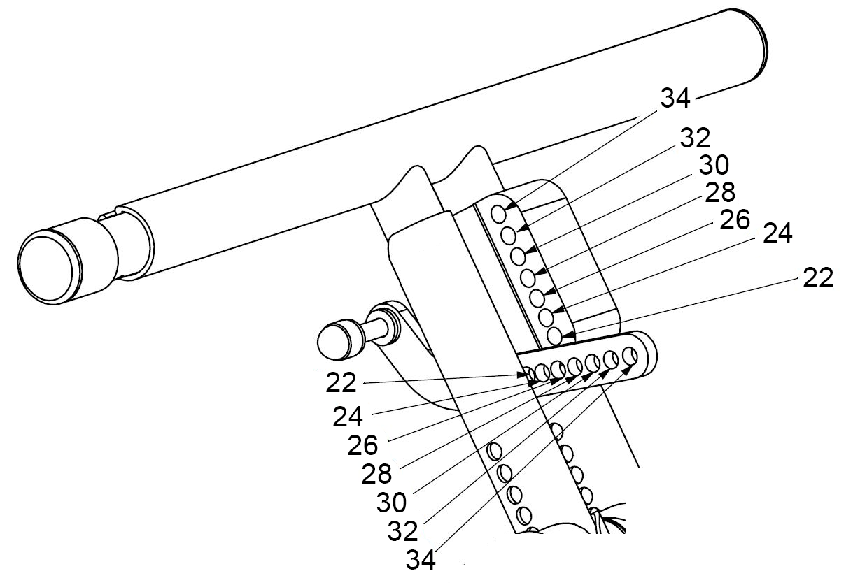 Screw holes <strong>C</strong> for Children 3000 plus adjustable width from 22 to 34