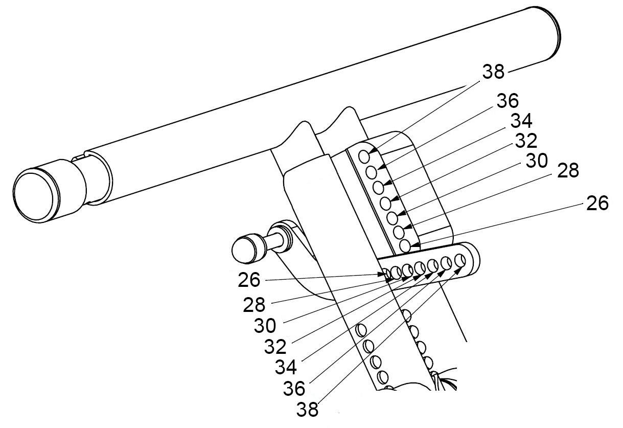 Screw holes <strong>C</strong> for Children 3000 plus adjustable width from 26 to 38
